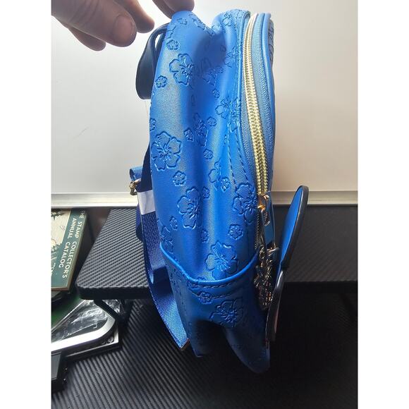 Disney Lilo Stitch Women's Mini Backpack Blue Floral Pattern - Picture 4 of 8